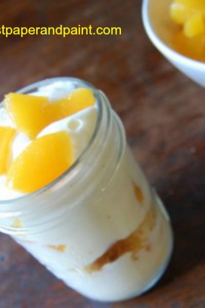 Individual Peach Cream Cake in Mason Jars