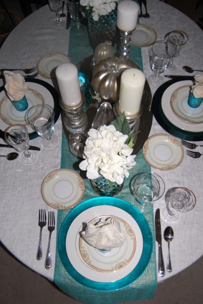 Teal & Turquoise Thanksgiving Table