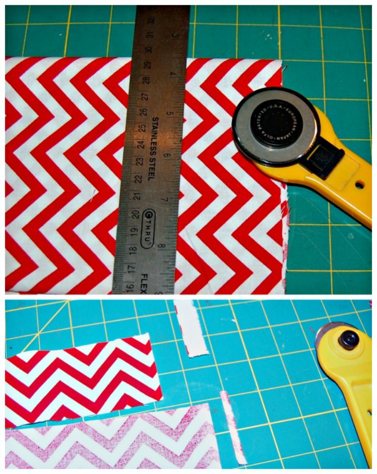 measuring and cutting the fabric 