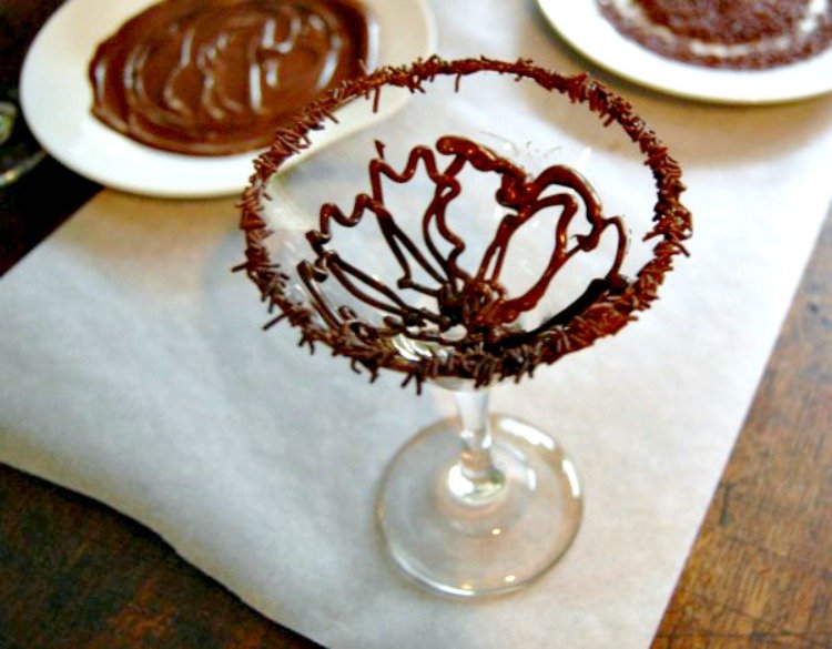 pumpkin mousse candied pecans chocolate finished glass