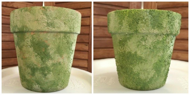 How To Make A Faux Moss Planter With Paint using Plaid Painted