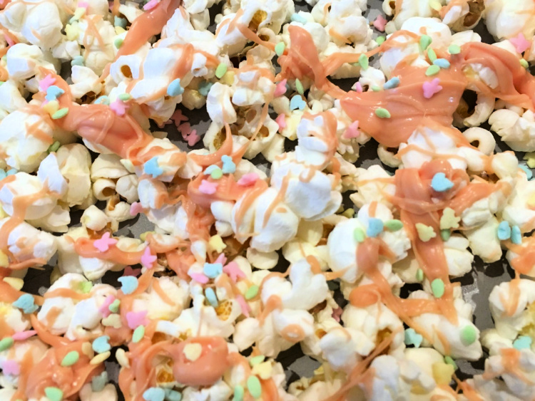 sprinkles and chocolate on popcorn