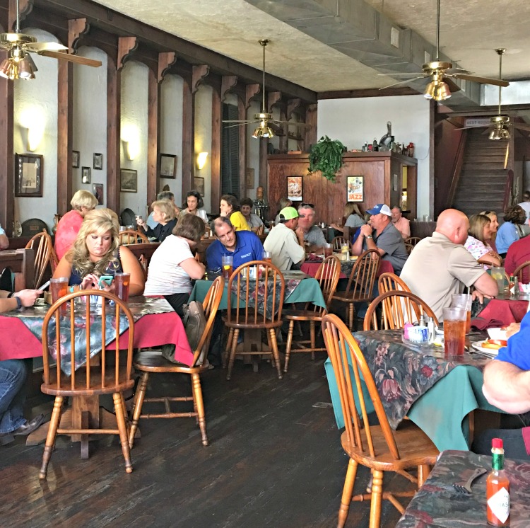 eating inside the restaurant 