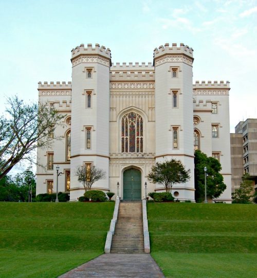 The stately looking building of the old capitol in Baton Rouge Louisiana