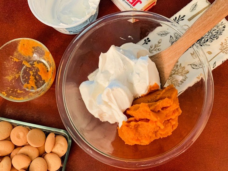 easy-pumpkin-cheesecake-dip-my-home-and-travels mix topping and pumpkin
