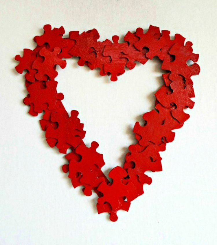 old puzzle pieces means crafts for valentines day my home and travels RED HEART