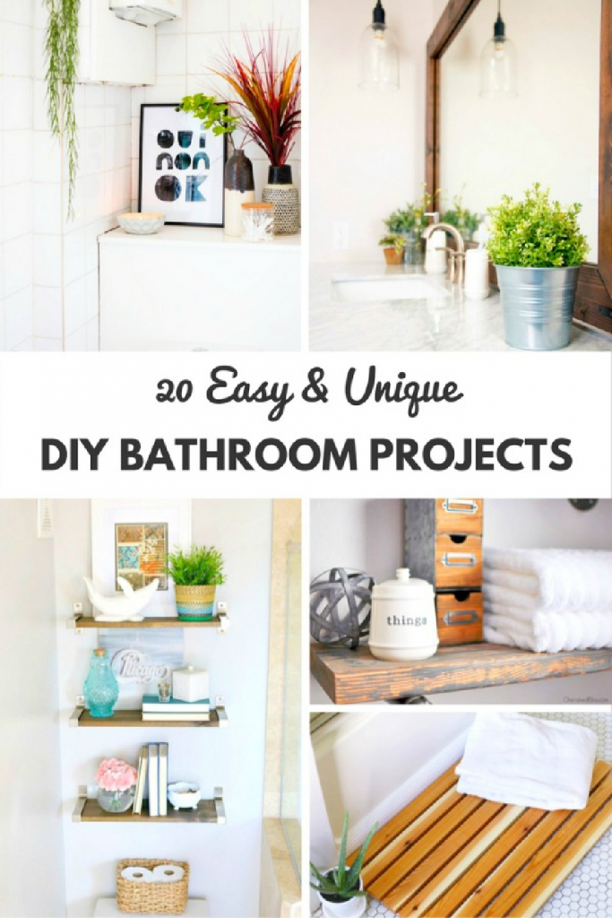 20 Easy & Unique DIY Bathroom Projects pin image my home and travels