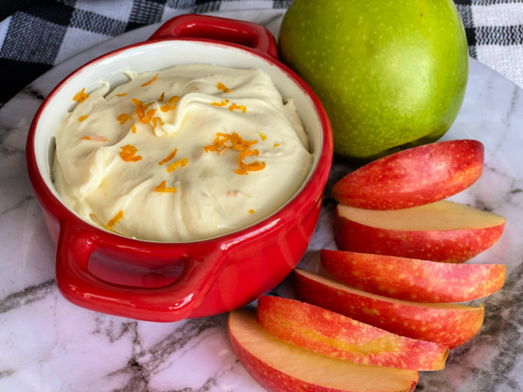 super simple fruit dip my home and travels in bowl with apples