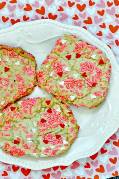 Valentine's Day Cake Mix Cookies - My Home and Travels