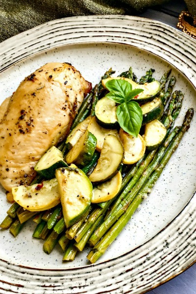 Sheet Pan Roasted Chicken Breasts with Summer Veggies