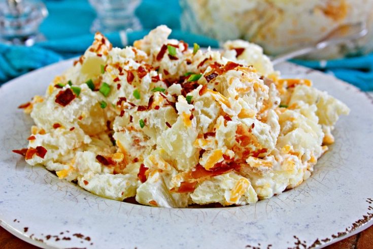 loaded potato salad recipe dished up