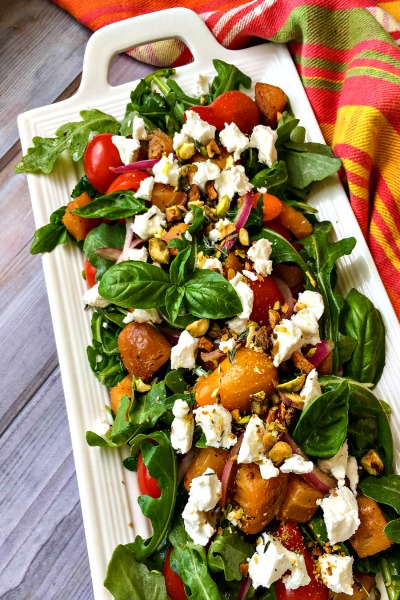 roasted golden beet salad with goat cheese