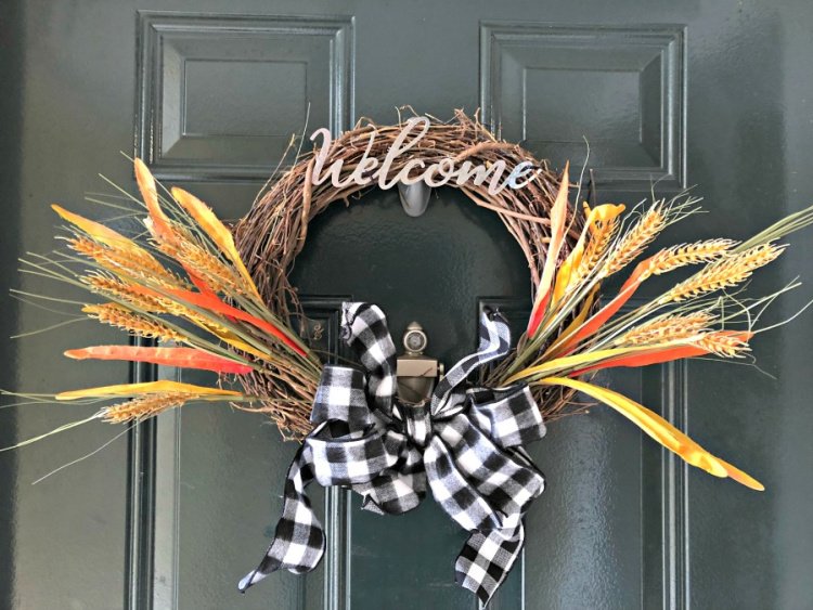 20 Buffalo Check Fall Decor Ideas my home and travels simple wreath makeover