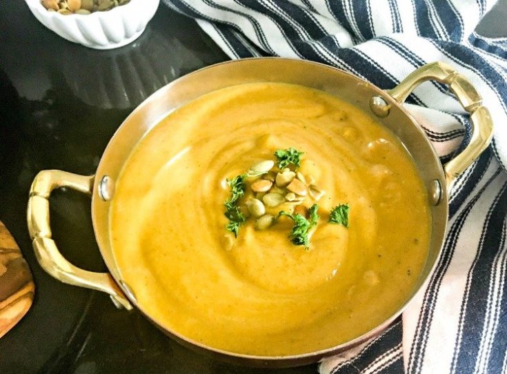 Slow Cooker Butternut Squash Soup serve up a bowl