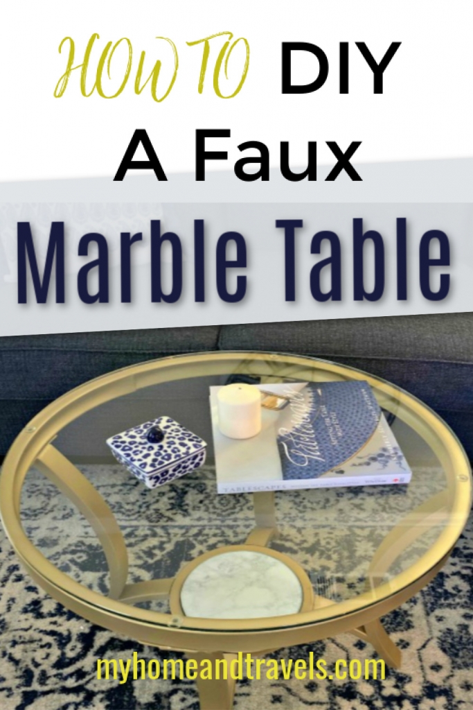 diy Coffee Table With faux marble Spray Paint pinterest image