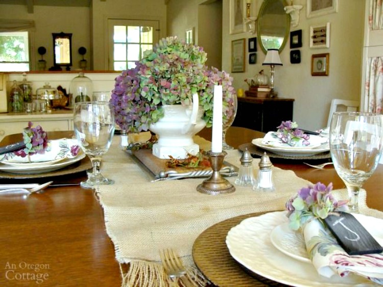 fall table decor my home and travels purple hydrangea