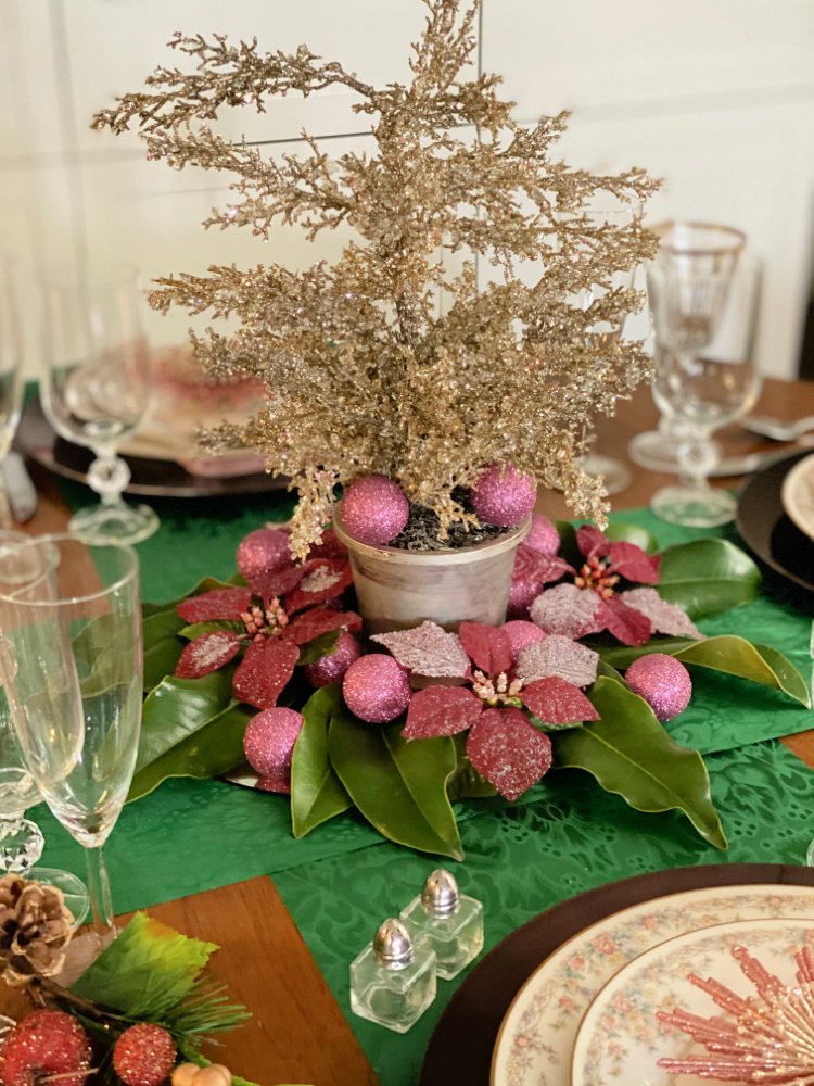 set a christmas table without christmas dishes my home and travels tree centerpiece