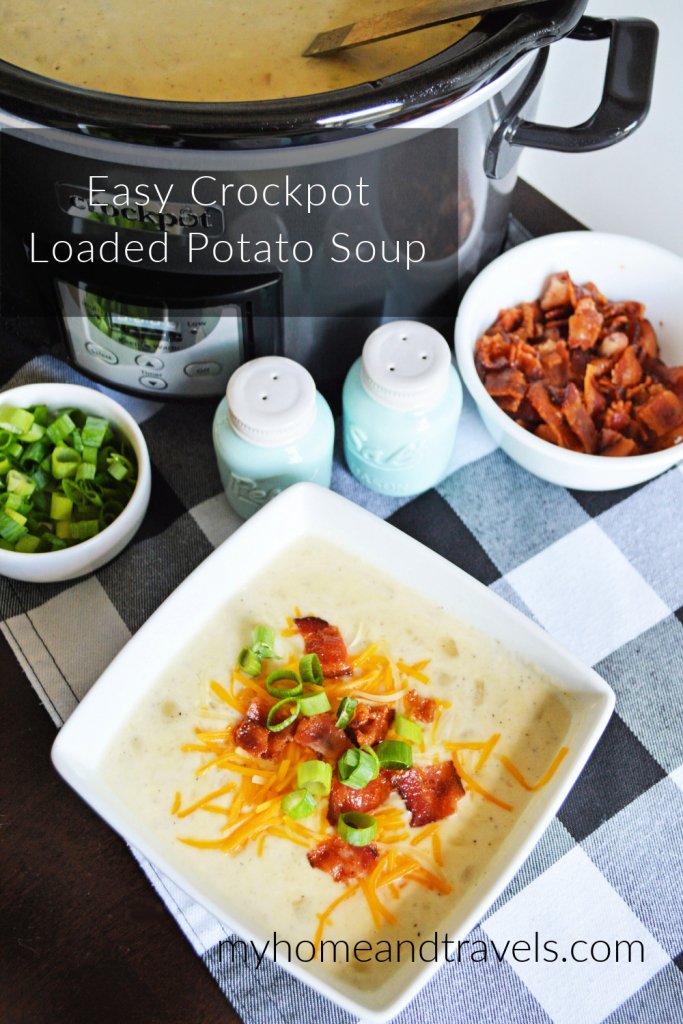 easy crockpot loaded potato soup pinterest image