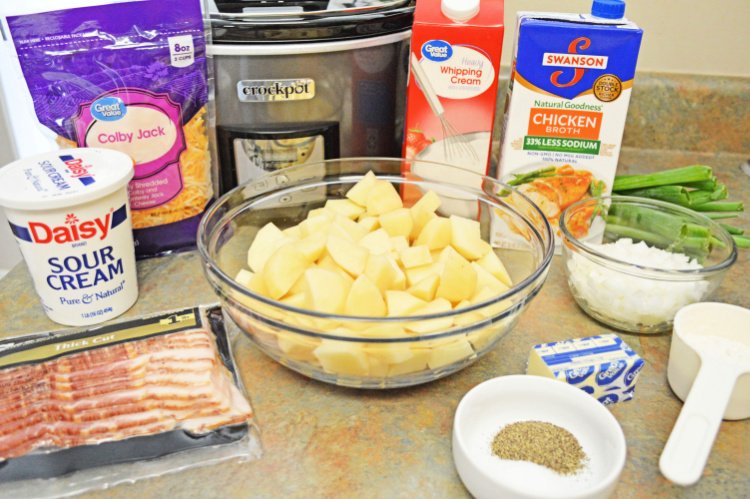 Easy Crockpot Loaded Potato Soup my home and travels ingredients