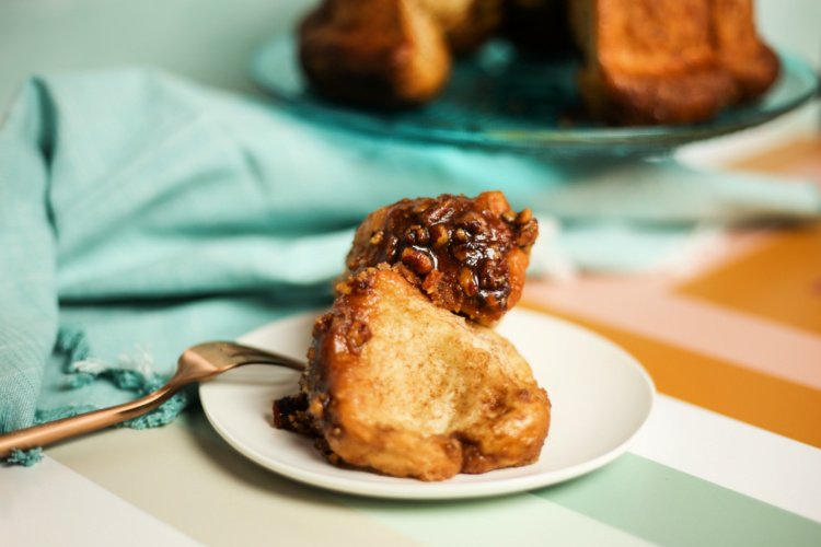 easy-monkey-bread-with-pecans-my-home-and-travels piece served on plate