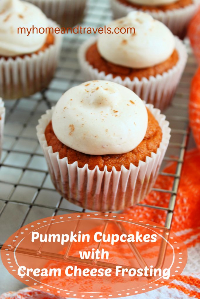 pumpkin cupcakes with cream cheese frosting my home and travels pinterest image