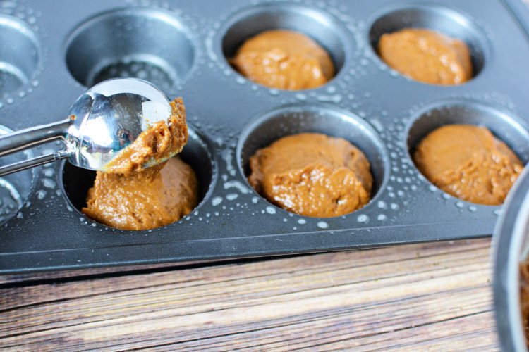 Moist and Delicious Gingerbread Muffin Recipe my home and travels scoop into pan
