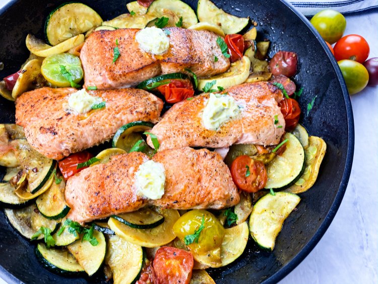 Crispy Pan Seared Salmon With Herb Butter my home and travels in skillet with butter