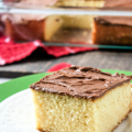 Simple Yellow Sheet Cake Recipe With Chocolate Frosting FEATURED IMAGE