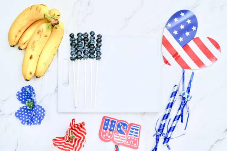 red white blue fruit flag skewers blueberries