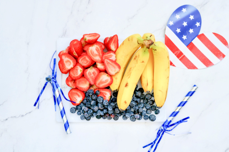 red white blue fruit flag skewers ingredients