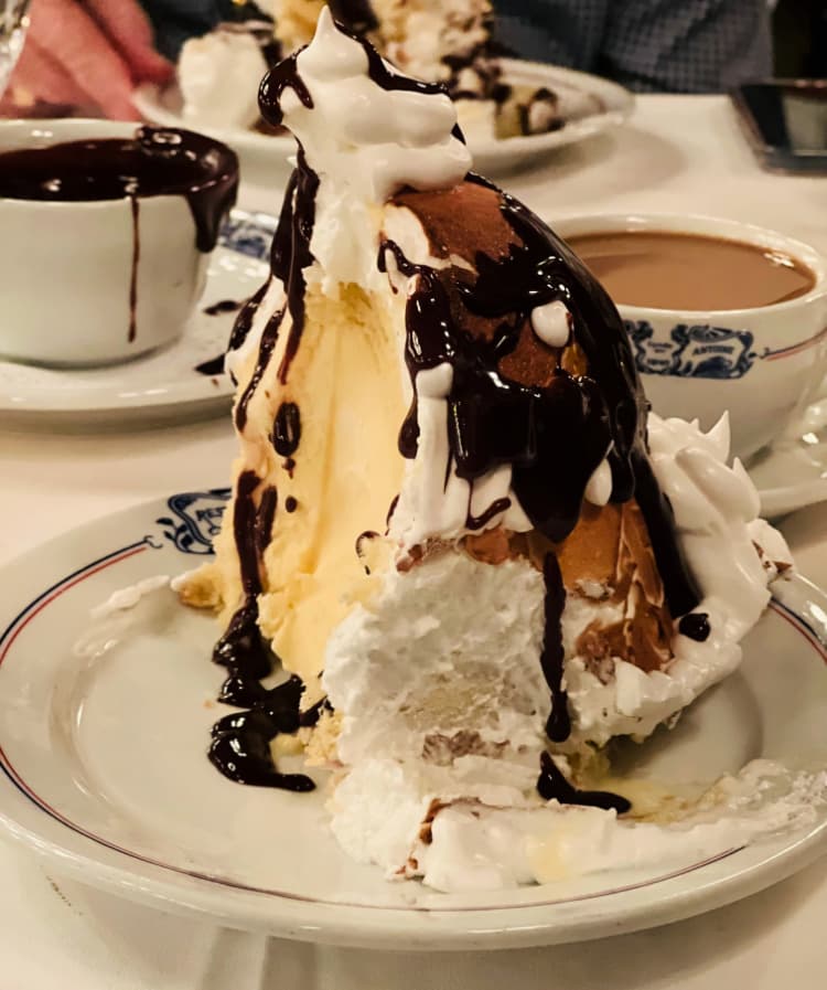 dining-at-antoines-new-orleans-my-home-and-travels-baked alaska one serviing