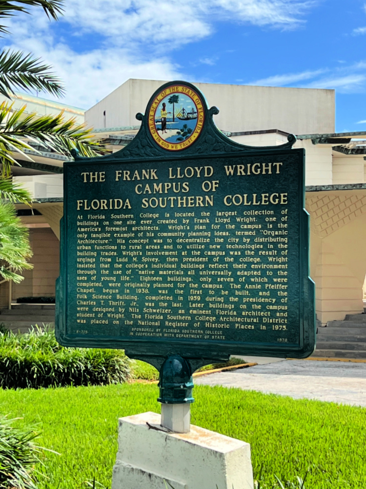 visit central florida my home and travels fsu frank lloyd wright sign