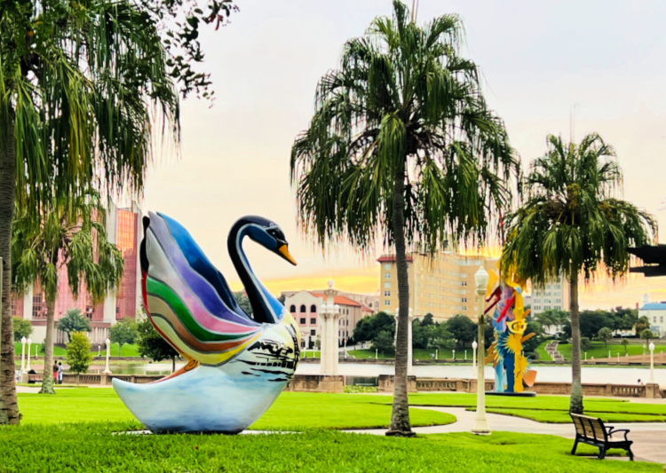 visit central florida my home and travels swan statue promenade area
