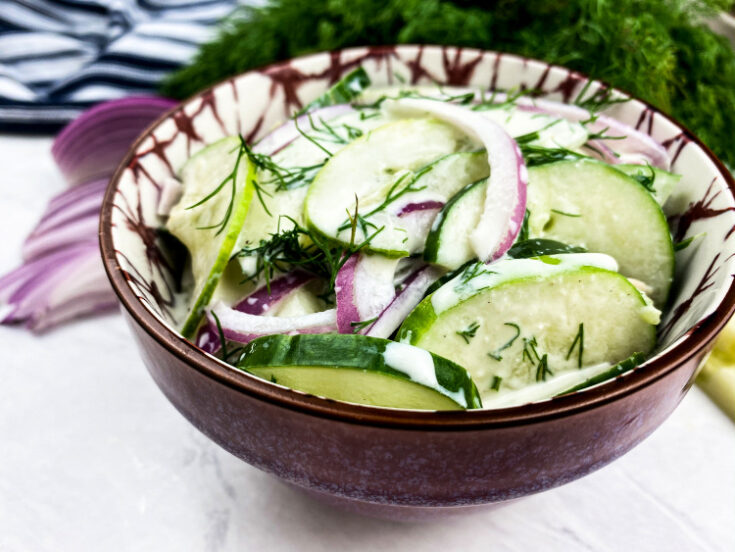 dill cucumber and onion salad my home and travels in bowl