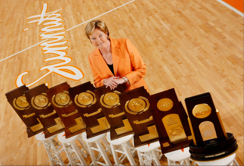 National Championship Trophies with Pat Summitt on The Summitt