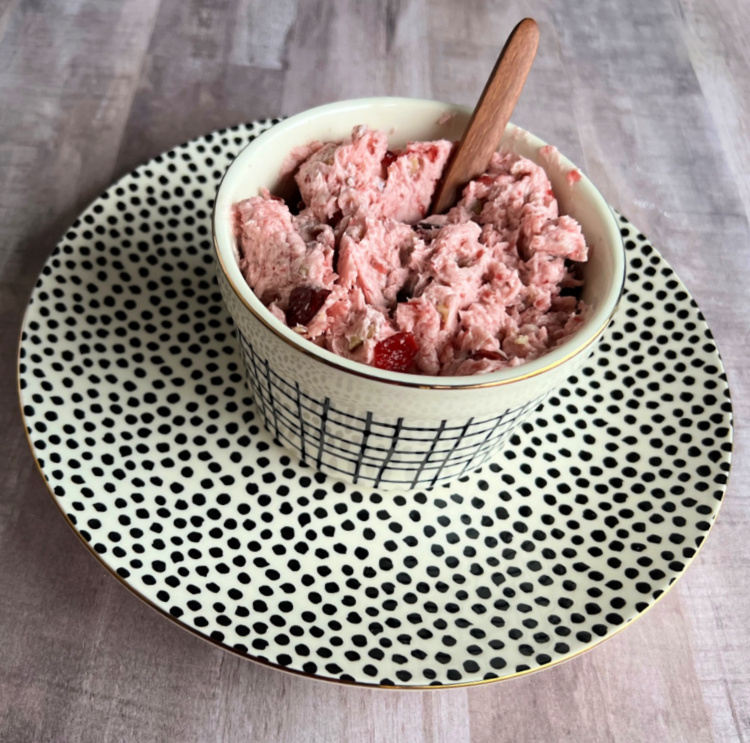 whipped cranberry butter my home and travels bowl with spoon