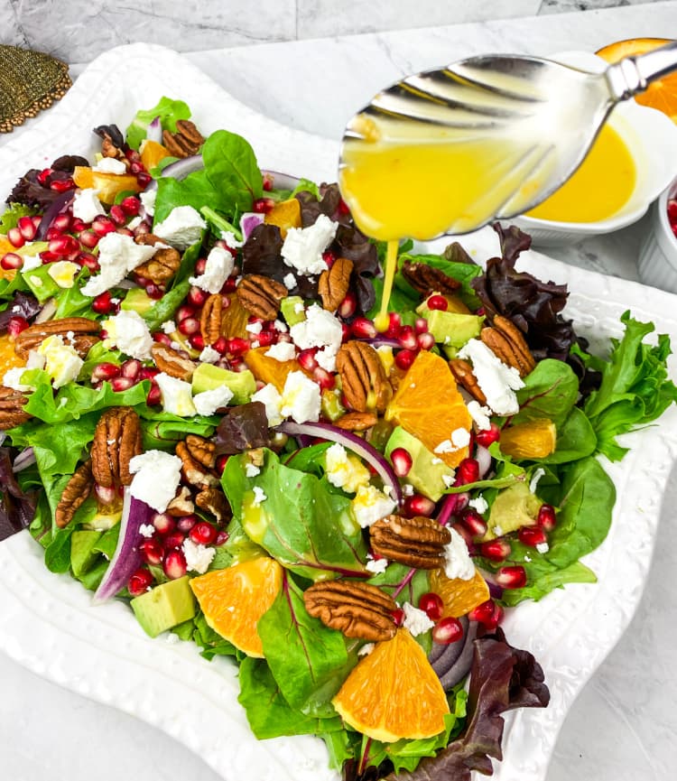 orange-pomegranate-salad-my-home-and-travels drizzle on dressing