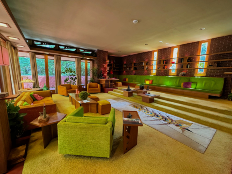 Frank-lloyd-wright-design-samara-my-home-and-travels- living room with rug