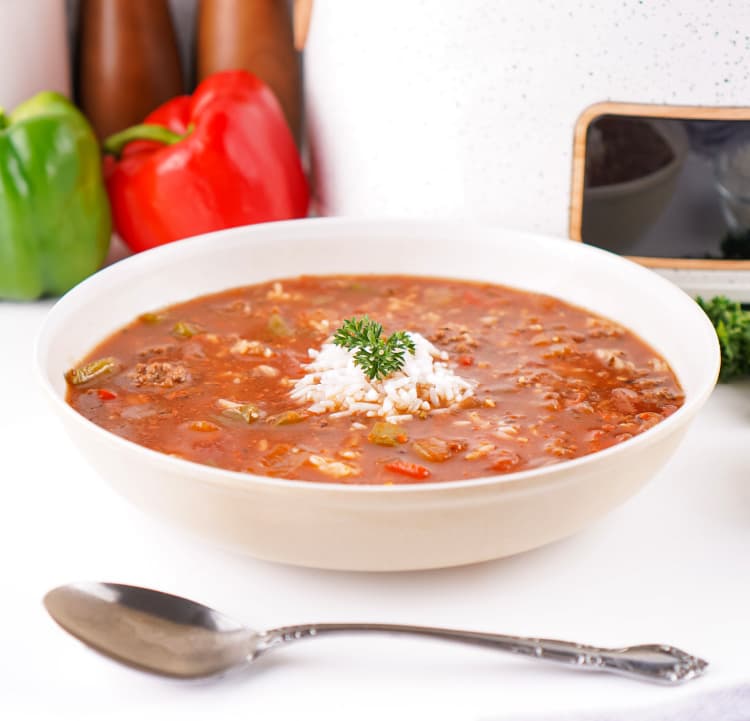 Easy Crock Pot Stuffed Pepper Soup my home and travels  ready