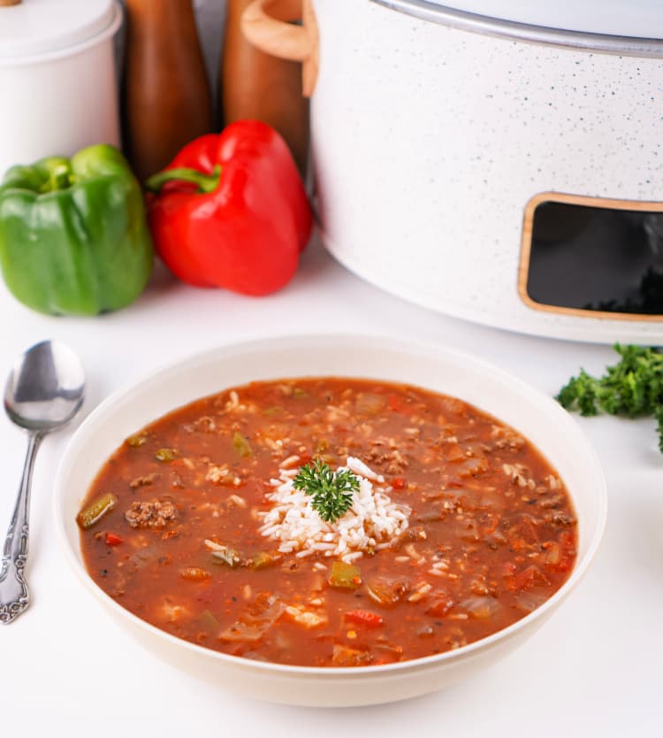 Easy Crock Pot Stuffed Pepper Soup my home and travels  ready to eat